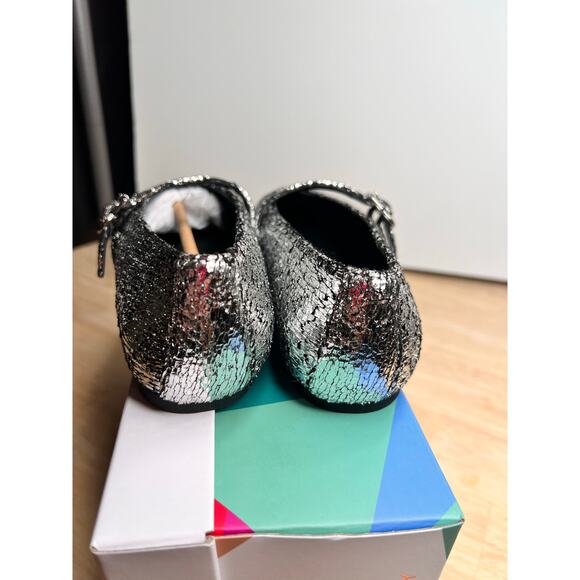 Katy Perry The Evie Mary Jane Flats Silver Metallic Glass Women's Size 6 NWT - Picture 7 of 9